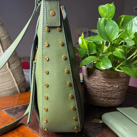 NWT Fossil Talia hobo comes with wallet chive Suede & Leather Shoulder Hobo Bag - Picture 11 of 14